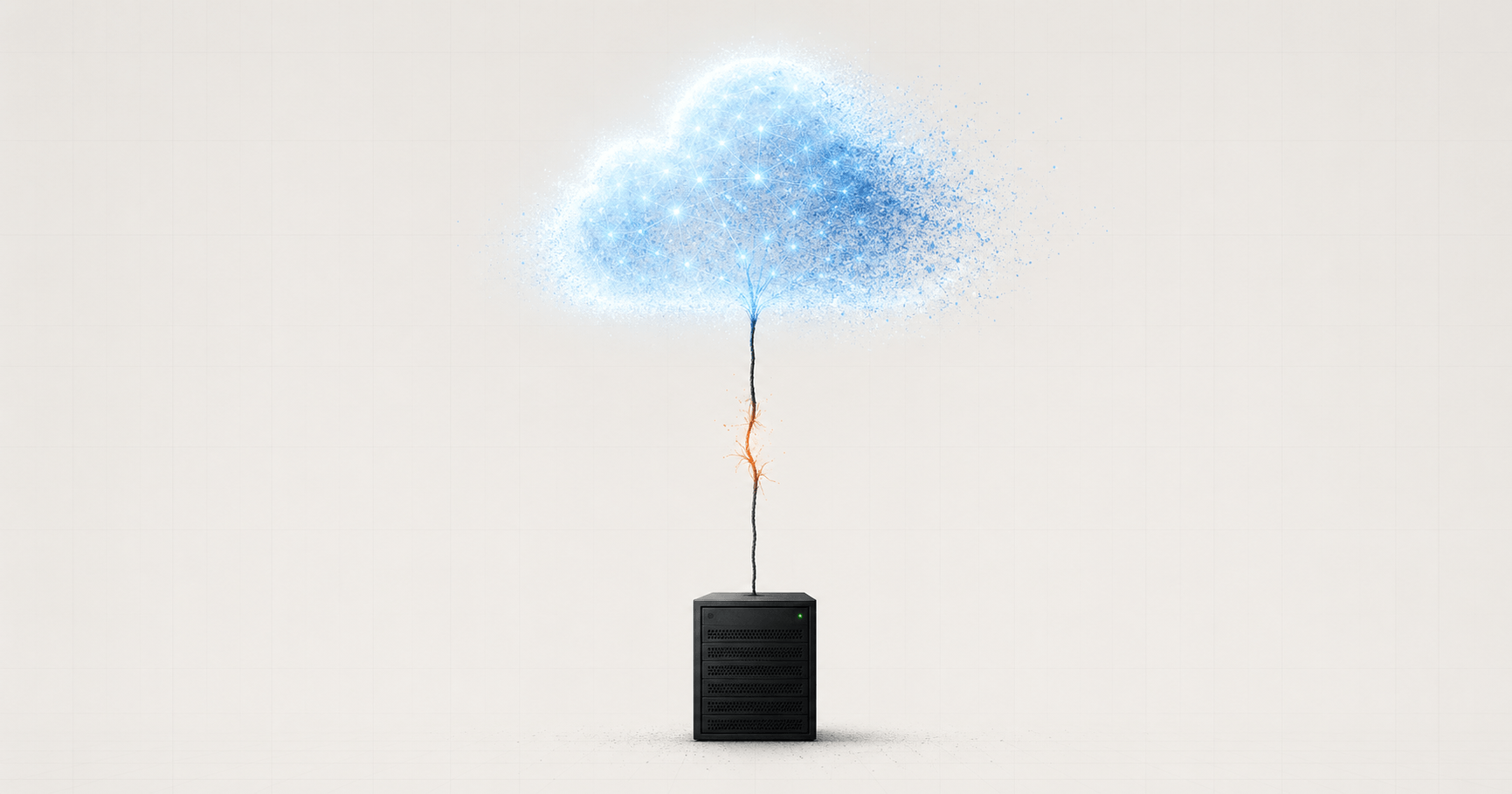 Cloud connected to a server, illustrating cloud-AI dependency